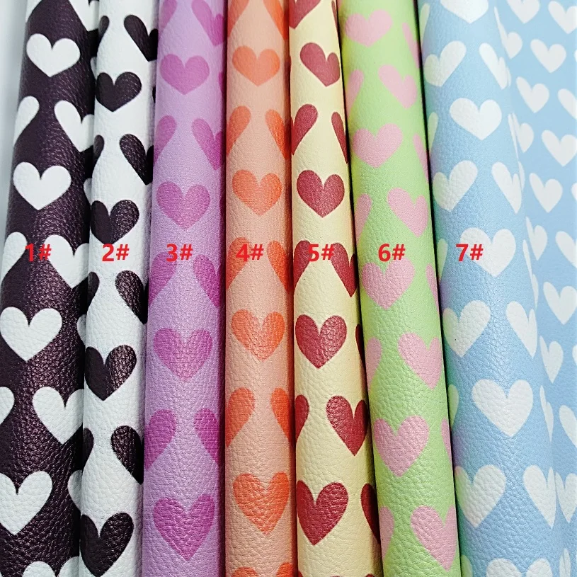 

1PCS A4 SIZE 21X29cm Printed Hearts Synthetic Leather Fabric Pu leather Fabric For Bow DIY handbags shoes C42