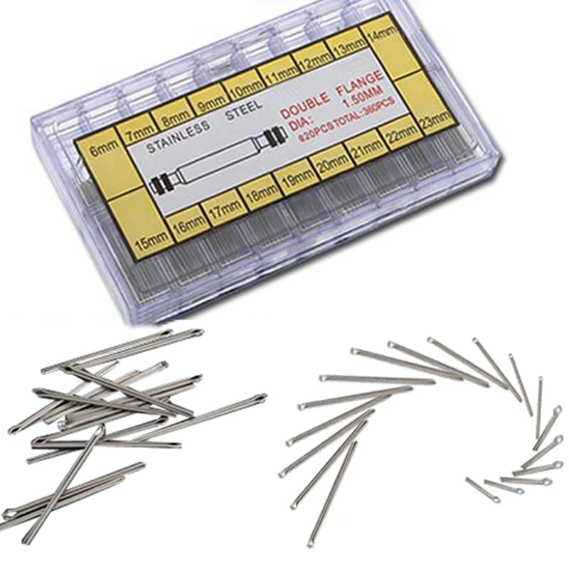 

Best Promotion!!!360pcs 18 Size 6mm-23mm Stainless Steel Assortment Watch for Link Cotter Pins Repair Tool Sets Lowest Price