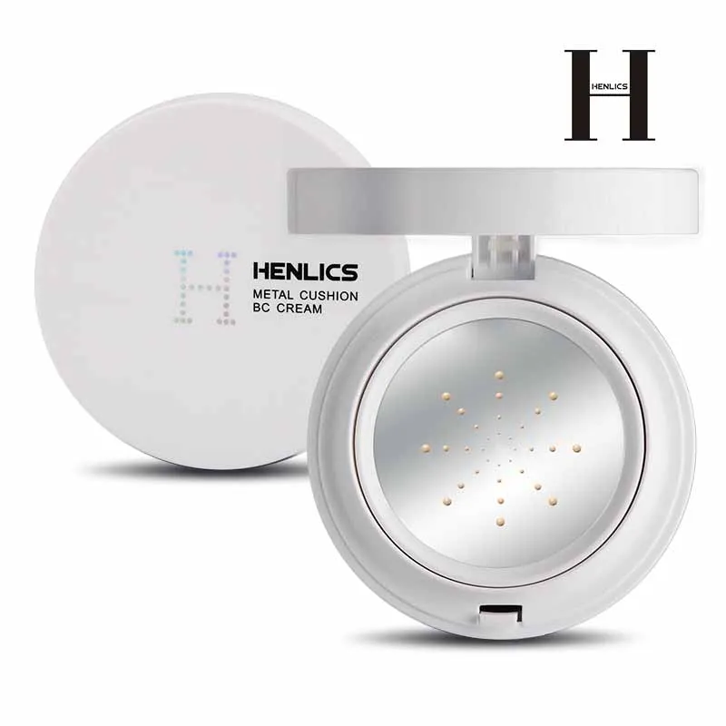 

FRANCE HENLICS Moisturizer Concealer Magic Silk Flawless Brighten Natural Whitening metal Air Cushion BB Cream 2 in 1 SPF30+