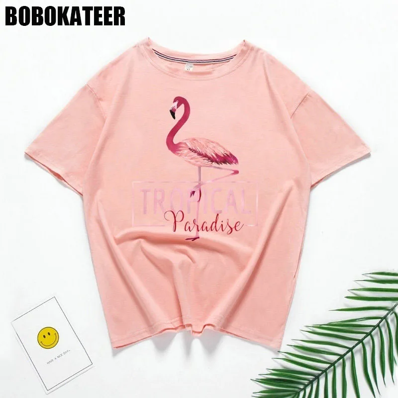 Camiseta blanca de BOBOKATEER para Mujer, Camiseta de verano de algodón rosa, Tops para Mujer, Camiseta negra Kawaii para Mujer, Camiseta Mujer 2018