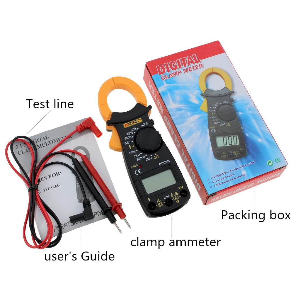 

Digital Clamp Meter 600A AC/DC Multimeter Current Clamp Pincers Voltmeter Ammeter Ohm Current Voltage Tester DT-3266L