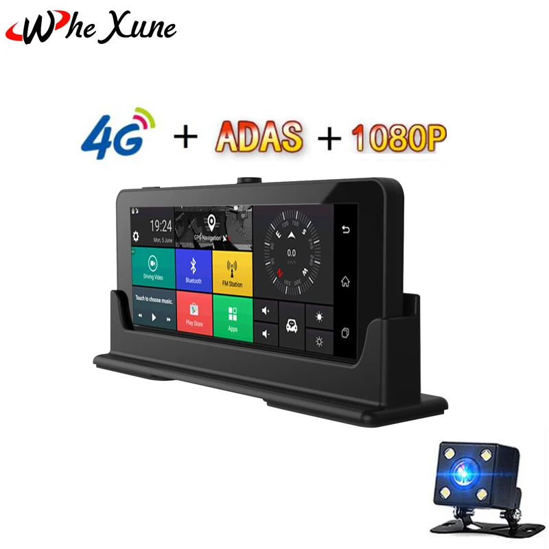 

WHEXUNE 7 inch 4G Car DVR Camera Android 5.1 Dual Lens 1080P GPS Navigatior Remote Monitor Smart Bluetooth ADAS WIFI Dash cam