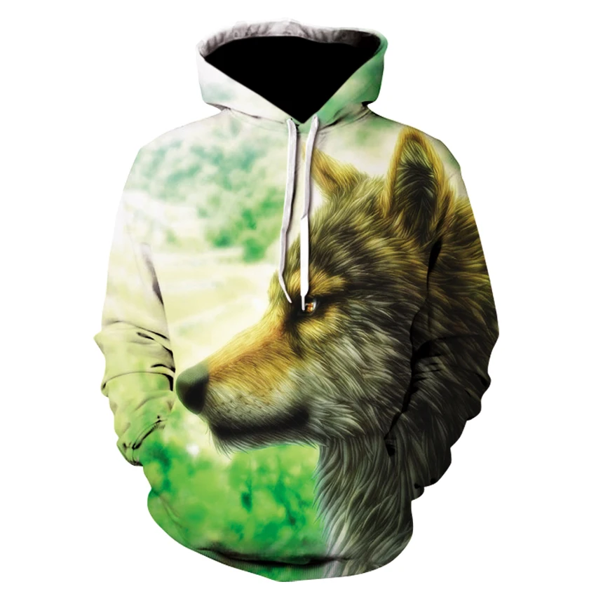 Fashion Men Wolf Animal 3D Printed Hooded Hoodies Men / Women's Shinning Wolf Design Sweatshirts 3D Harajuku Hoody