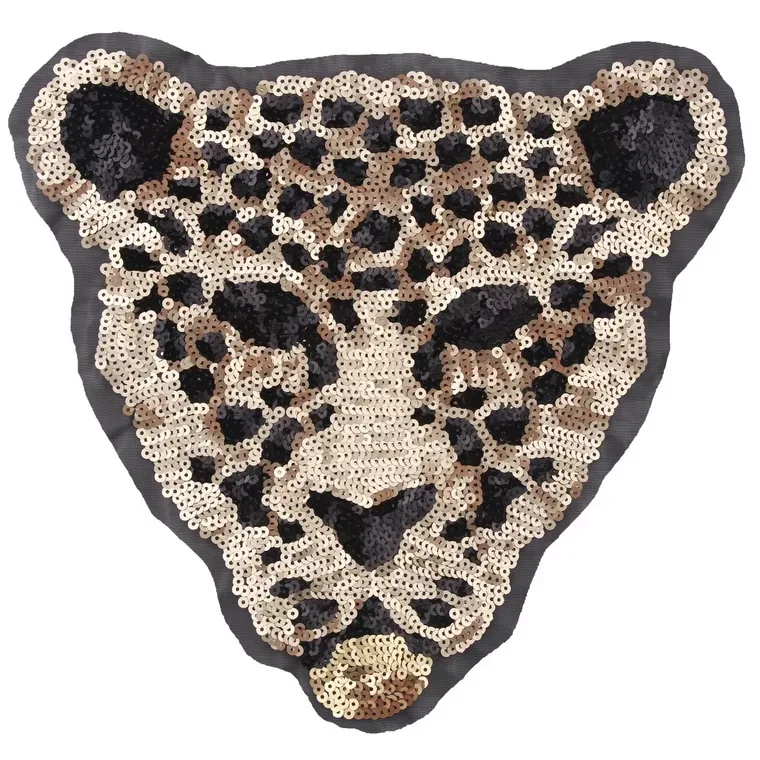 

1PC Gold Leopard Sequined Patches for Clothes Large Animal Sequins Patch DIY Sewing Accessories Paillettes Appliques Decoration