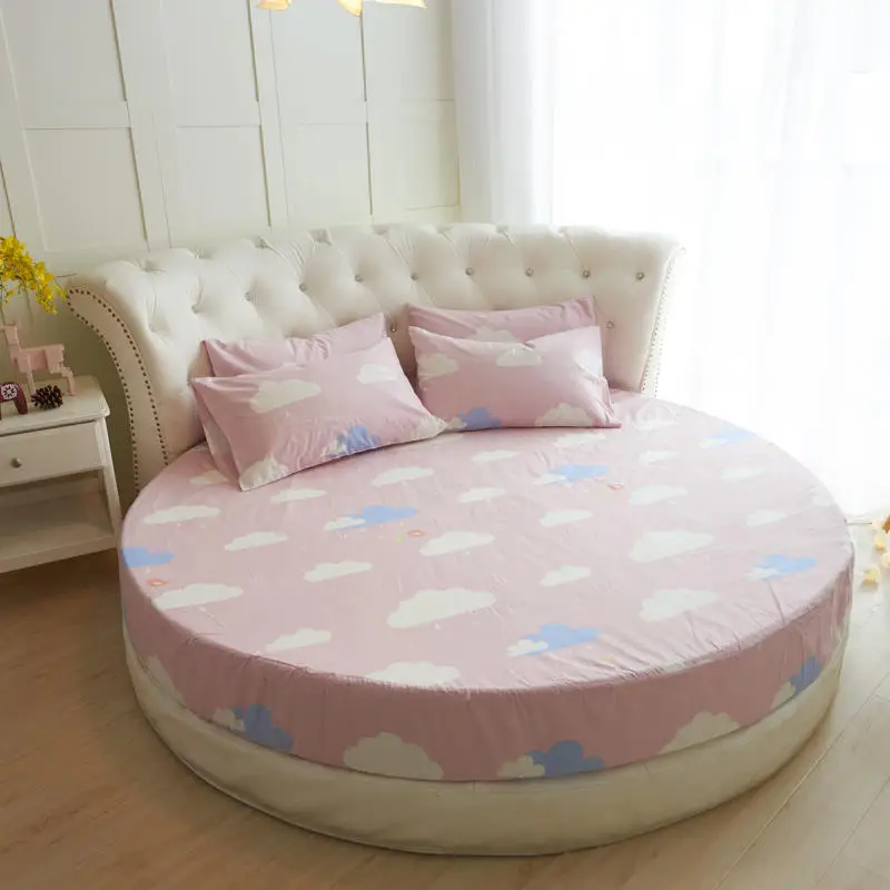 

100% Cotton Round Fitted Sheet Set Circle Bed Sheet Bed cover Mattress cover Pillowcases colcha de cama couvre lit