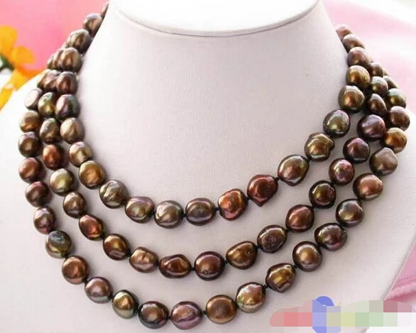 

HOT## Wholesale >>>> p1690 50" 13MM COFFEE baroque FRESHWATER PEARL NECKLACE