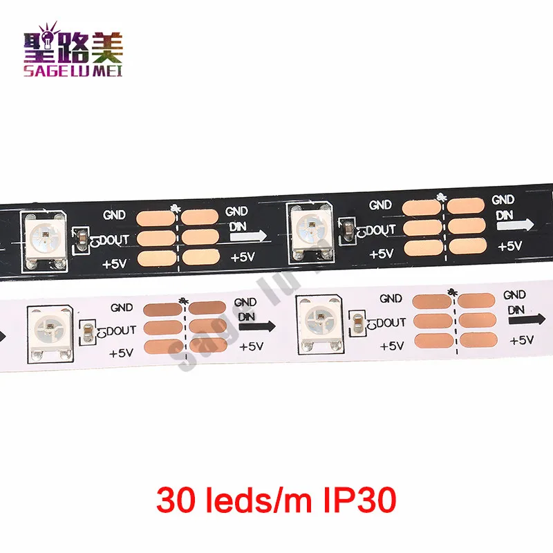 Ws2812b Светодиодные ленты длиной 1 м/5 м DC5V индивидуально адресуемых ws2811ic встроенный 30/60/144 пикселей, умный rgb светодиодный светильник лента IP67