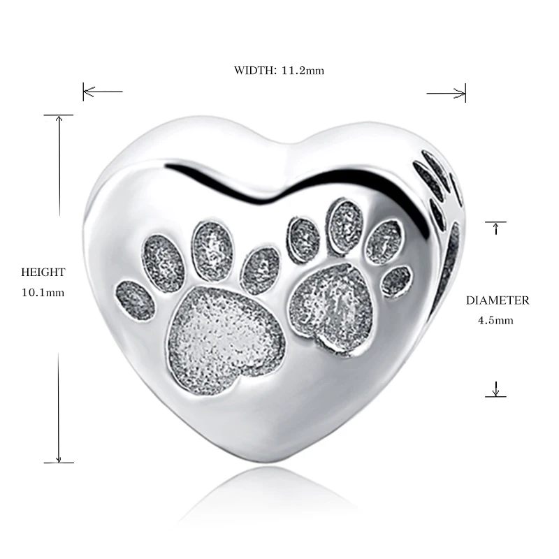 Отпечатки собачьих лап любовь бусины в форме сердца подходящая Европейская Подвеска Серебро 925 персонализированные оригинальные браслеты кулон Роскошные Ювелирные изделия Подарки