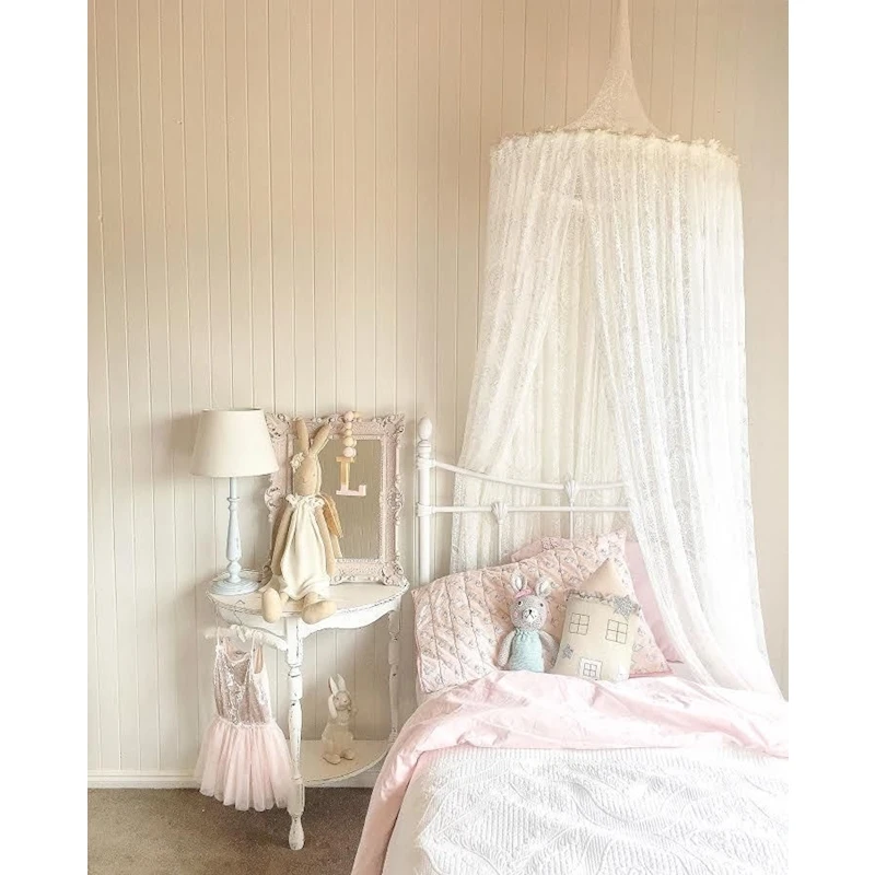 

Newborn Mosquito Net Baby Sweet Lace Crib Net Infant Bed Netting Round Dome Bed Canopy Bedding Mosquito Net Holder High Quality