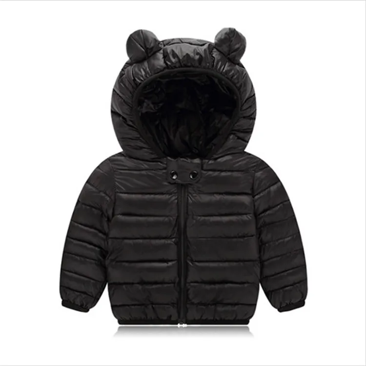 Fanfiluca Toddler Coat Black Hooded Warm Winter Coat Girls Cotton Waistcoat Infant For Baby Boy Jacket Kids Parka Outerwear005
