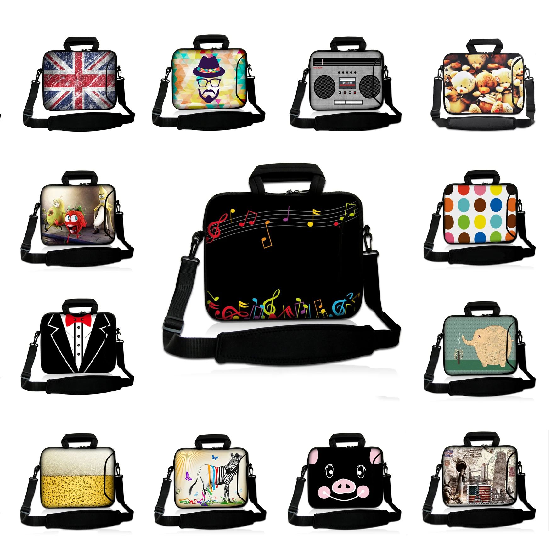 

Zipper Shoulder Bags Cover Waterproof Laptop Bag 15.6 15.5 15.4" Neoprene Briefcase Business Casual Notebook Bag For Men Women