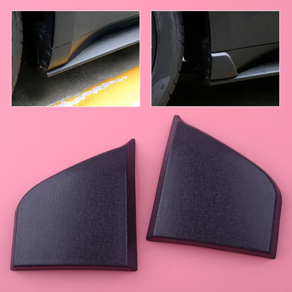 DWCX 1 Pair Black ABS plastic Car Side Door Skirt Fender Mudapron Cover