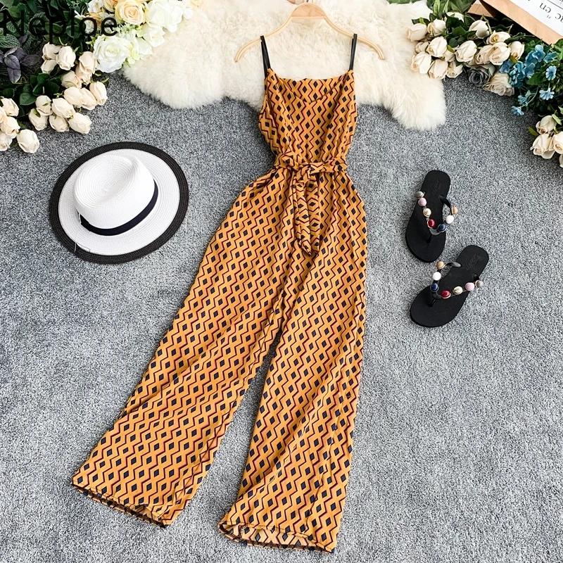 

Neploe 2019 Elegant Bohemian Beach Jumpsuit Romper Strap Backless Sexy Playsuit Overalls Vintage Wide Leg Summer Jumpsuits 39113