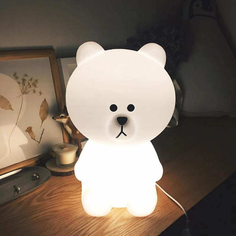 

30CM Cute Dimmable Brown Bear LED Night Light Cony Rabbit Friend Children's Toys Home Decoration Christmas Gift Table Lamp