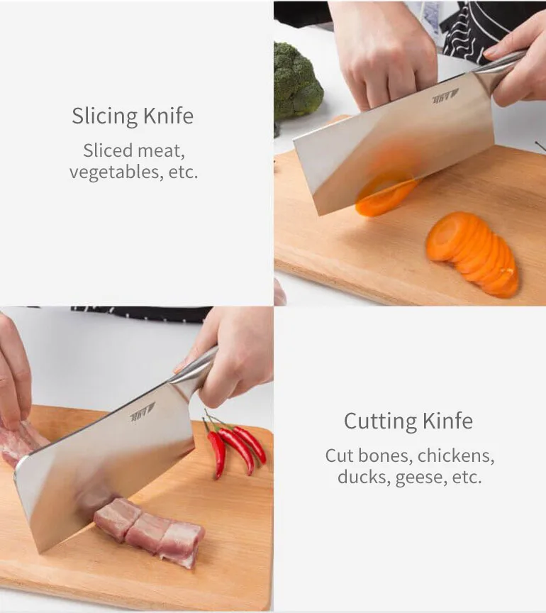 Xiaomi Mijia 4Cr13 Stainless Steel Knife Set Non-stick Cooking Tool Durable Kitchen Chopping Bone Knife Slicing Knifes D5 (17) - 