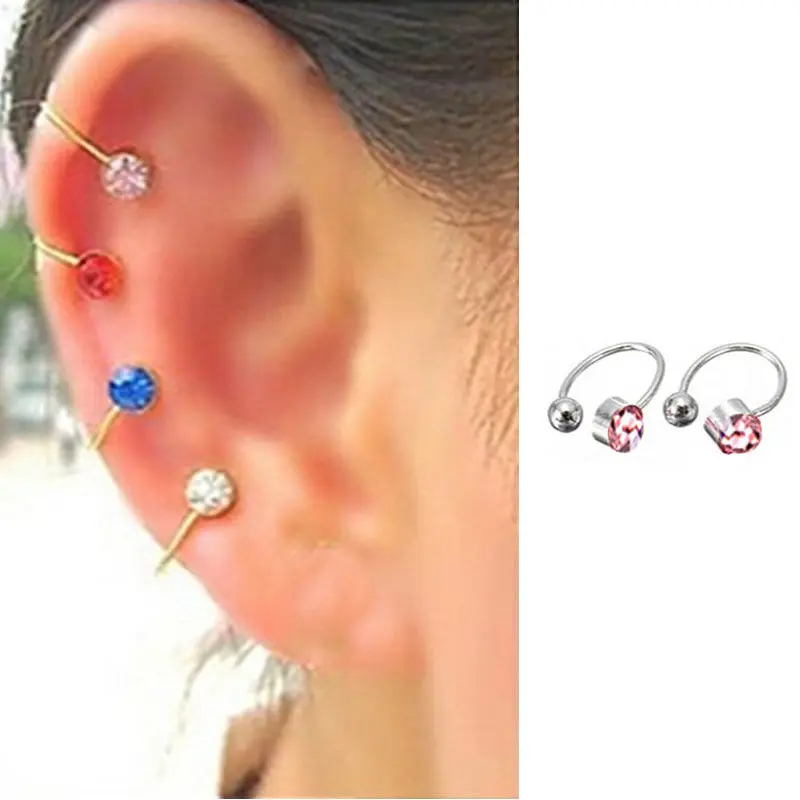 

Women/Men Punk Small Round Rhinestone Ear Cuff Crystal Earrings Size 4mm Wrap Ear Cuff Fashion Jewelry
