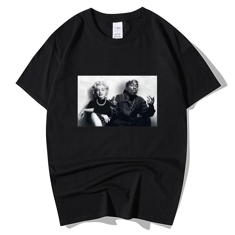 

2019 Summer Fashion Design Legends Tupac 2Pac Marilyn Monroe T Shirt Men Casual Hip Hop Short Sleeve Round Neck Cotton T-Shirt