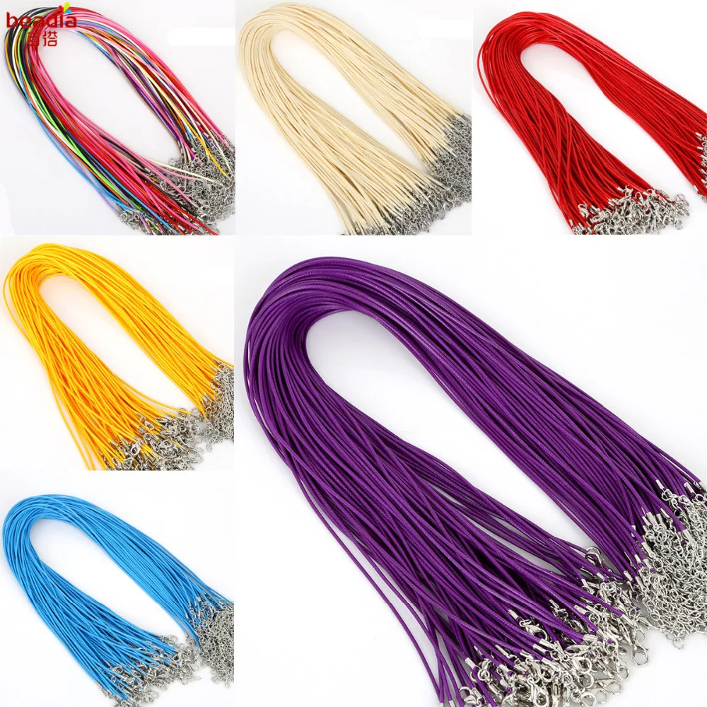 

1.5mm 10pcs Faux Leather Cord Chains Adjustable Necklace Bracelet With Lobster Clasp For Jewelry Making Findings DIY String Cord