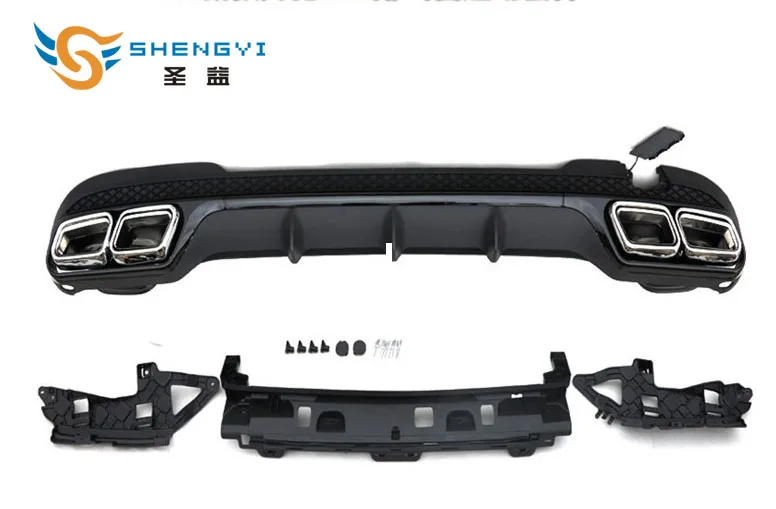 

A set of PP car rear bumper diffuser with exhaust pipe muffler tail fit for Mercedes 14-16 Benz class E W212 AMG upgrade E63