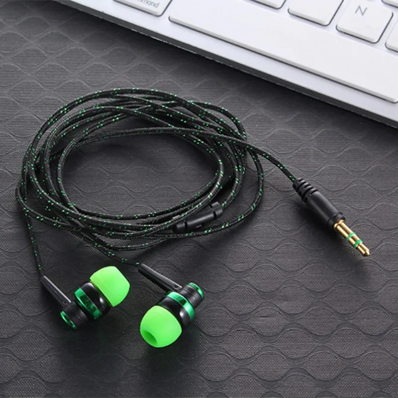 

Portable 3.5mm Wiring Subwoofer Headset Ear Braided Rope Wire Cloth Rope Earplug Noise Isolating Earphone for MP3 MP4