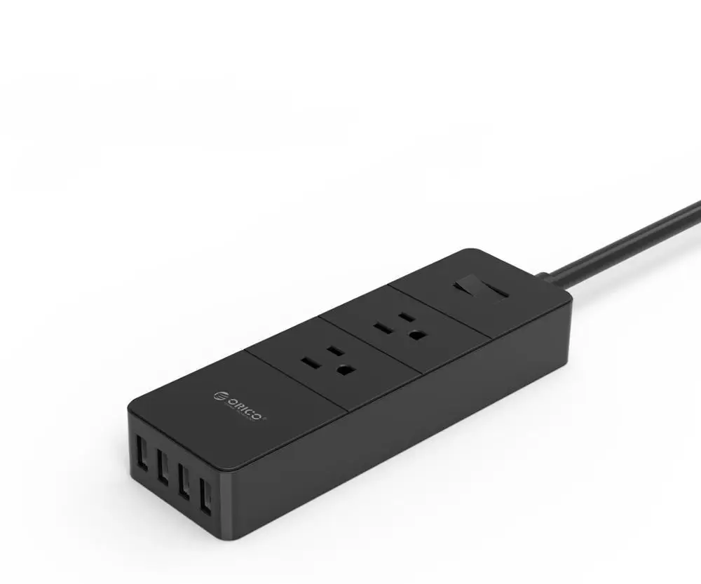 ORICO 2 AC защита от перенапряжения с 4 USB разъем США Plug Mutiple офис Быстрая зарядка электрические Smart мощность полосы Зарядное устройство - Цвет: Black