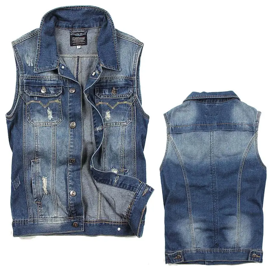 Men Jeans Sleeveless jaqueta Brand 
