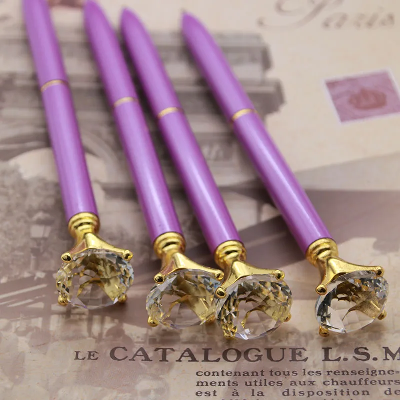

The New Purple Diamond Metal Big Ruby Crystal Glass Diamond Crystal Pen Pen