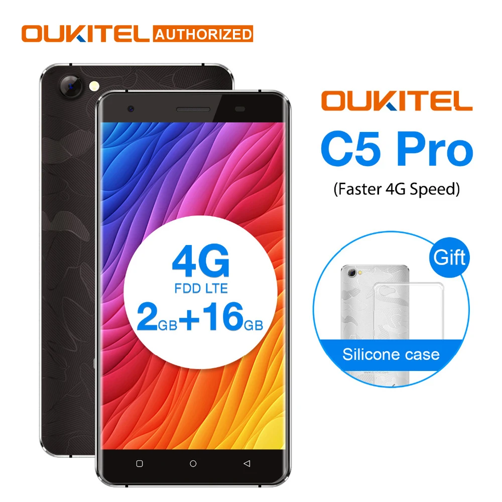 

Refurbished OUKITEL C5 PRO 5.0 inch Android 6.0 4G Smartphone 2GB+16GB MTK6737 Quad Core Cellphone 2000mAh GPS Mobile Phone
