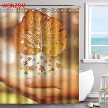WONZOM 1Pcs Tree Flower Waterproof Shower Curtain Bamboo Bathroom Decor Plant Decoration Cortina De Bano 2017 Bath Curtain Gift
