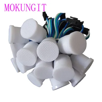 

400pcs WS2811 DC5V 20mm diameter Addressable RGB Full Color Smart Pixel LED Module Light IP68 D20A milky cover 10cm wire spacing