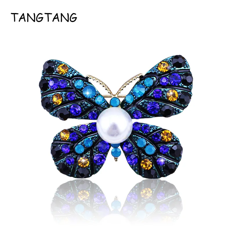 

New Coat Clothing Jewelry Accessories Brooch For Girl Vintage Lovely Butterfly Crystal Scarf Lapel Pin Brooches For Women FB236
