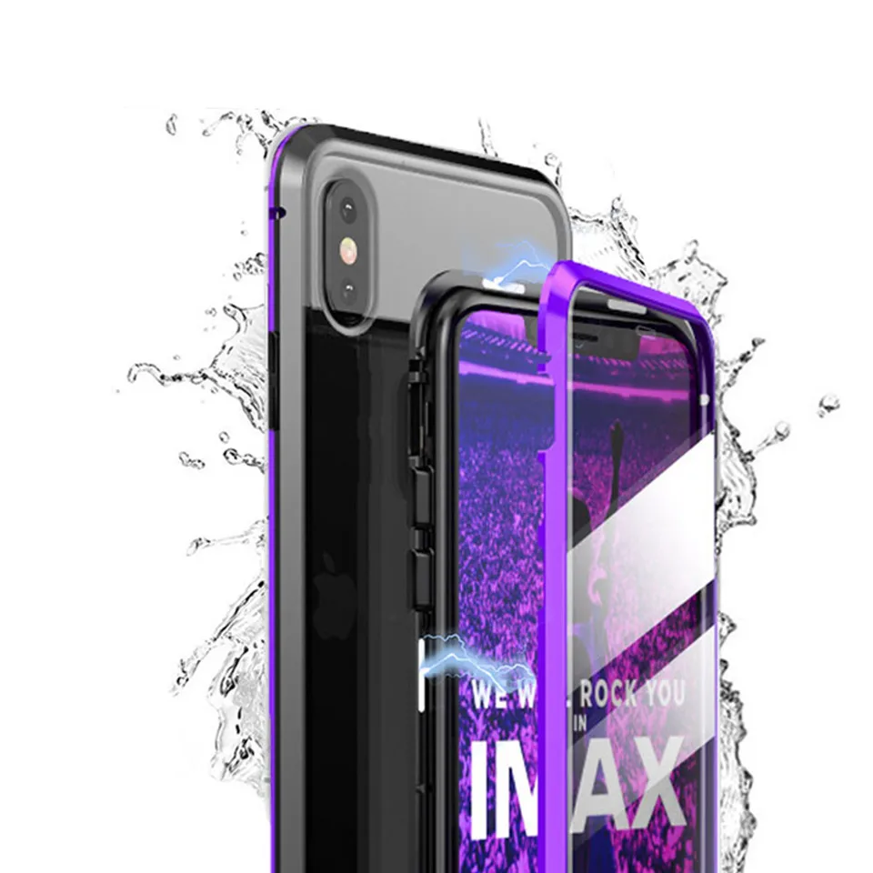 Двухсторонний стеклянный Магнитный чехол для телефона iphone X XS Max 8 7 Plus
