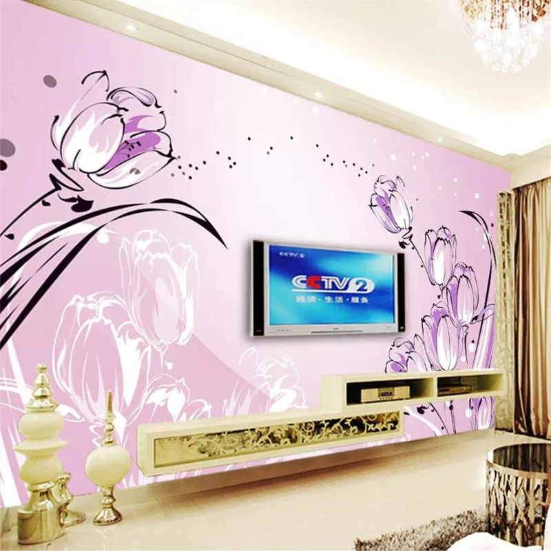 Custom wallpaper 3D mural tulip TV background wall living room bedroom wall  papers home decor papel de parede mural 3d wallpaper|Wallpapers| -  AliExpress