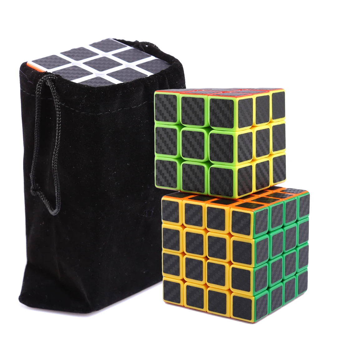 2 шт магический куб 3x3x3 и 4x4x4 скоростной куб с наклейками из углеродного волокна головоломки игрушки для вызова-красочные