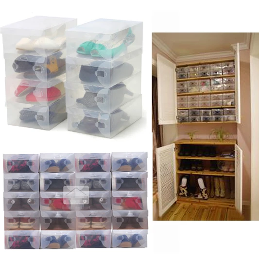 Cajas de almacenamiento de zapatos de plástico transparente, plegable, 10 shoe storage box|shoe storage boxbox - AliExpress