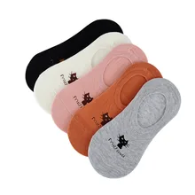 Женские летние забавные носки милые носки с низким вырезом для котенка Нескользящие хлопковые носки ярких цветов, невидимые носки с закрытым носком, 40M24