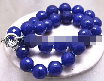 

Jew3105 10mm Faceted Blue Sapphire Round Beads Necklace 18"