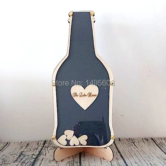 Personalized Wedding Guest Book Rustic Beer Bottle Shape Wooden Personalized Wedding Guest Book Rustic Beer Bottle Shape Wooden For Signature Custom Drop Box