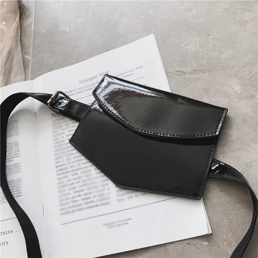 Women Streetwear Fanny Pack Outdoor Patent Leather Belt Bag Hasp Solid Color Messenger Bag Chest Bag Waist Bag поясная сумка