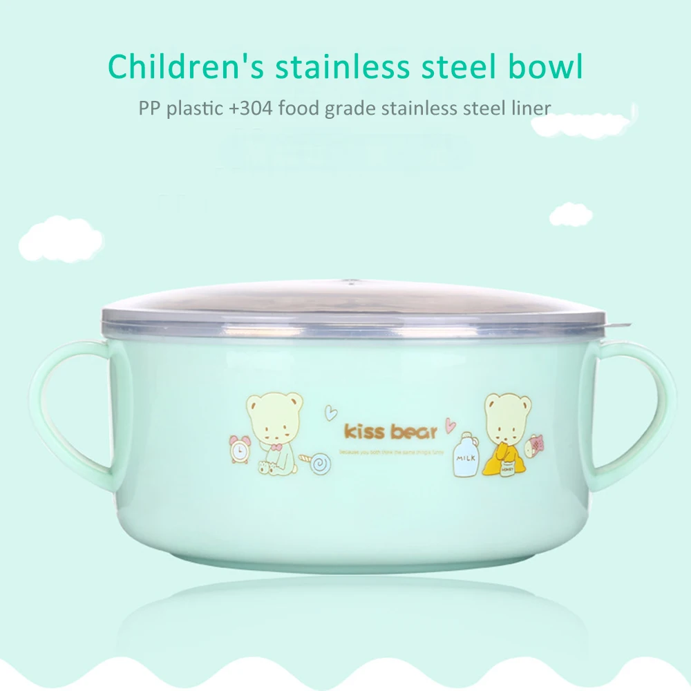 

Soup bowl with spoon stainless steel bowl lunch box child feeding container metal bowl kitchen tool food containers