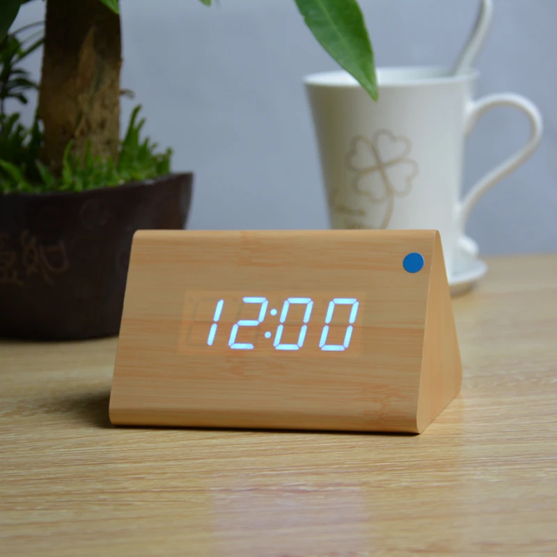 FiBiSonic Заводские современные настольные часы с термометром, светодиодный цифровой часы, будильник, светодиодный мини-часы со звуковым управлением