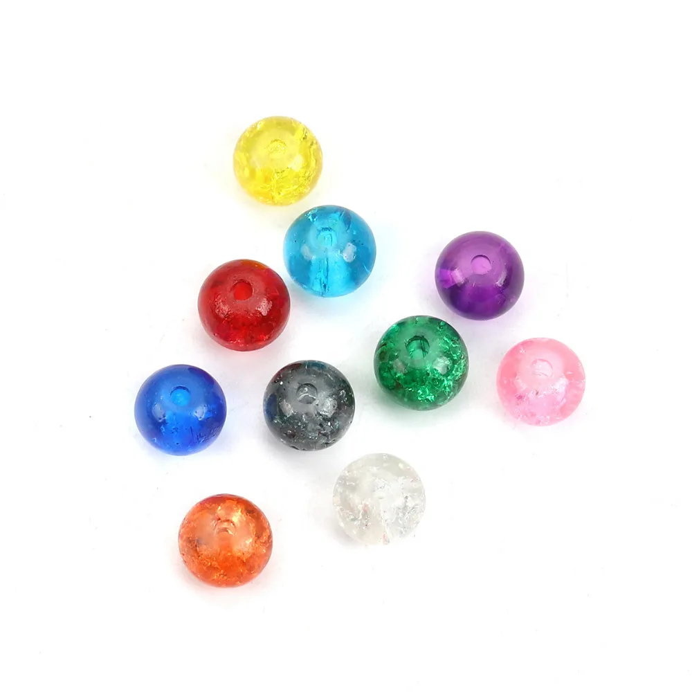 

DoreenBeads 200 PCs randomly Mixed Crackle Glass Round Beads 6mm Dia.Findings