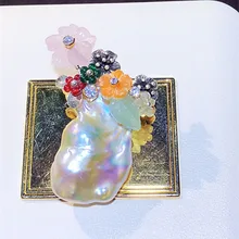 Собственный дизайн барокко жемчужная брошь с цветком украшения Кеши жемчуг кулон женские подарки 20-40 мм БАРОККО Жемчуг