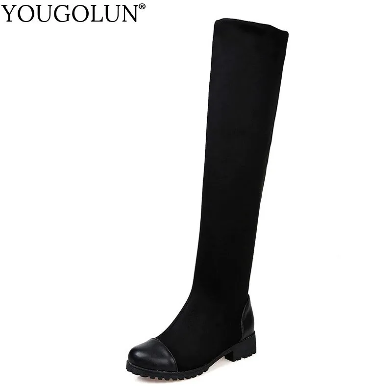 Low Heel Thigh High Boots Women Autumn Ladies Flock Square Heel Shoes A234 Woman Black Blue Round Toe Over The Knee High Boots Low Heel Thigh High Boots Women Autumn Ladies Flock Square Heel Shoes A234 Woman Black Blue Round Toe Over The Knee High Boots