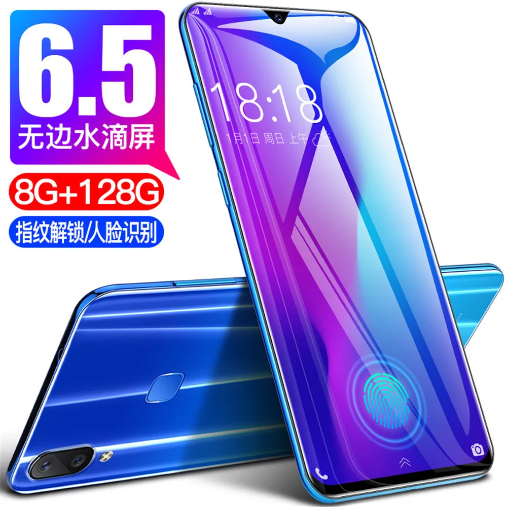 

HD Water Droplet Screen Ten-core processor smart phone Beauty Camera Flash charging 4G Face unlock 6.5-inch mobile phone