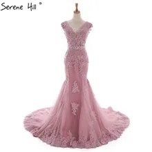 Elegant V-neck Backless Mermaid Wedding Dresses Crystal Lade Bridal Gown Sweep Train Dubai Robe De Noiva Real Picture