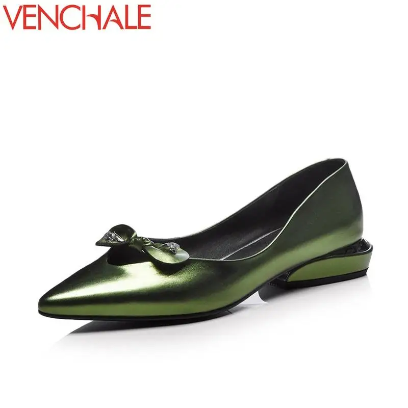 

VENCHALE concise pointed toe sweet low heels fashion decoration female spring shoes zapatos mujer skid resistance woman pumps