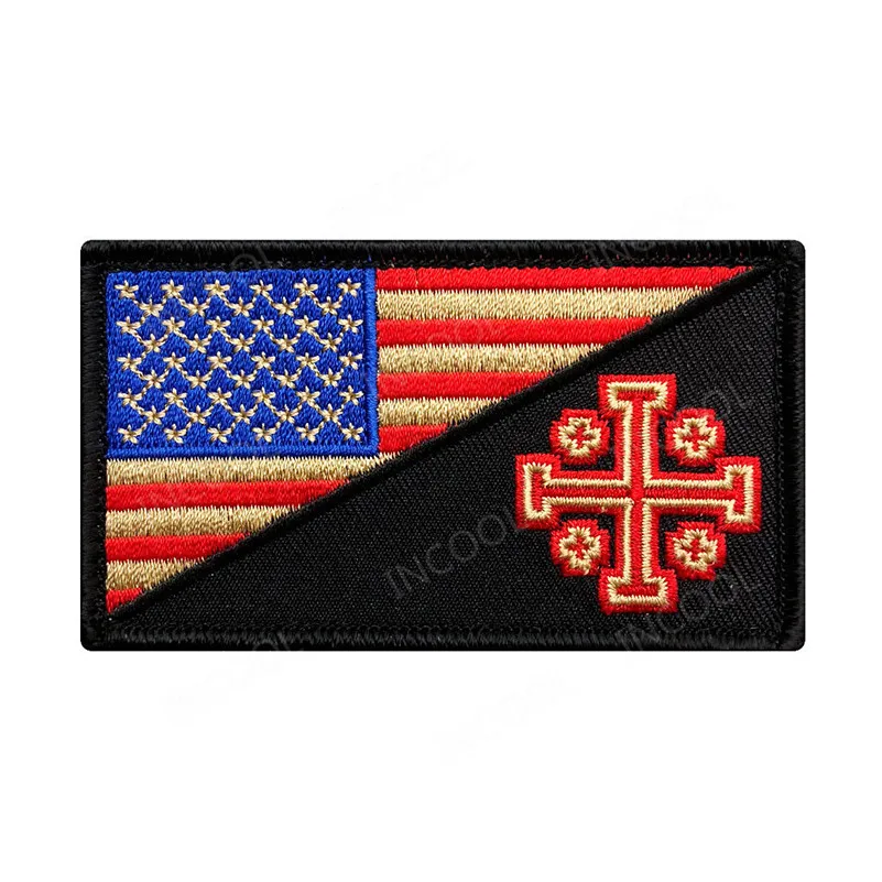 

Embroidery Patch USA Flag Cross Crusader Infidel US Army Military Morale Patches Tactical Appliques Embroidered Badges Drop Ship