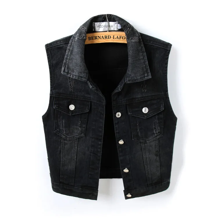Black Sleeveless Female Jacket Korean 