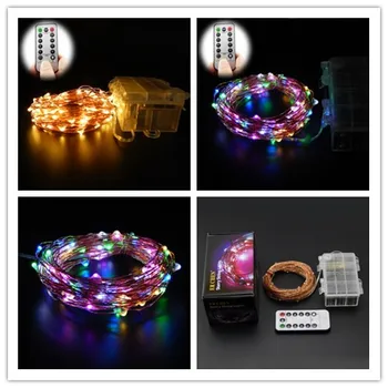 

5pcs/lot 10m 100 leds Remote Control 8 Modes Battery Operated Copper Wire LED Fairy String lights Lamps for Christmas Wedding